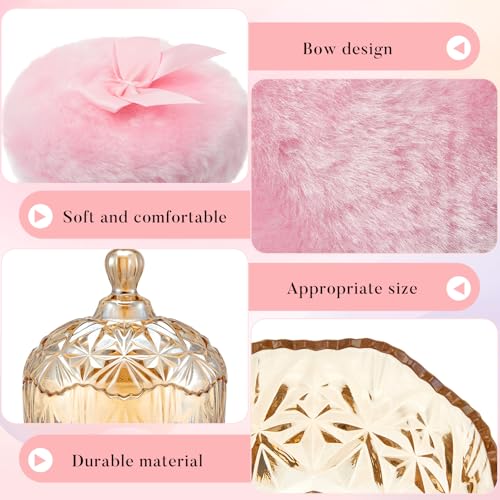Tioncy Amber Body Powder Container Set with Velour Puffs
