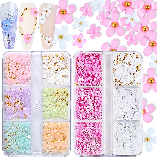 3D Flower Nail Charms - 2 Boxes Mixed Cherry Blossom Decorations