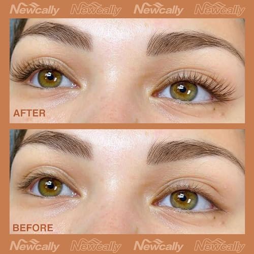 Newcally B-Natural Brown False Eyelashes - Wispy Cat Eye Faux Mink, Short & Curly