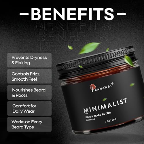 BAHAWAT Unscented Hair & Beard Butter - Leave-in Conditioner, 2 oz