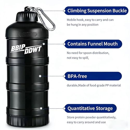 Portable 3-Layer Protein Powder Container - Leakproof & Stackable