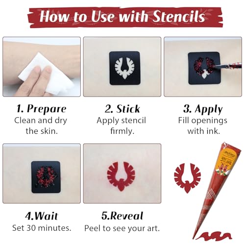 Cherry Red Temporary Tattoo Cone Kit - Vibrant Skin Art Paste for Festivals & Parties