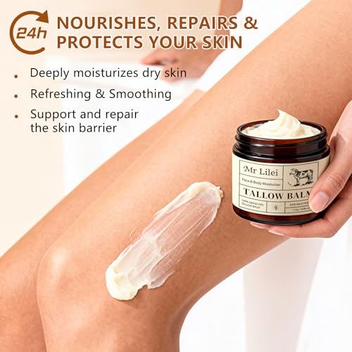 Lilei Beauty Beef Tallow & Honey Balm 4.06oz Face & Body Moisturizer - Natural Skincare