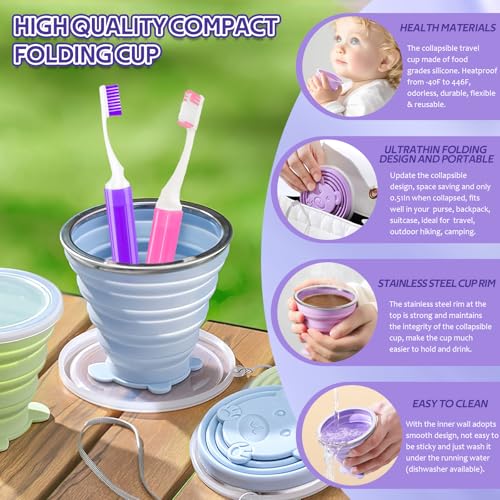 Vporui Purple Collapsible Travel Toothbrush Case & Cup Set - Portable Oral Care
