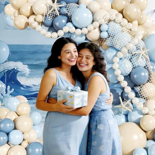 Blue Beach Balloon Arch Kit - 140Pcs Ocean Theme Party Decor