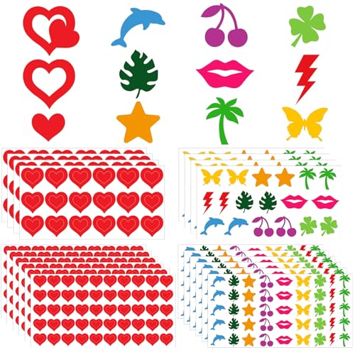 714 Pcs Tanning Stickers Set - Dual-Size Heart & Butterfly Designs