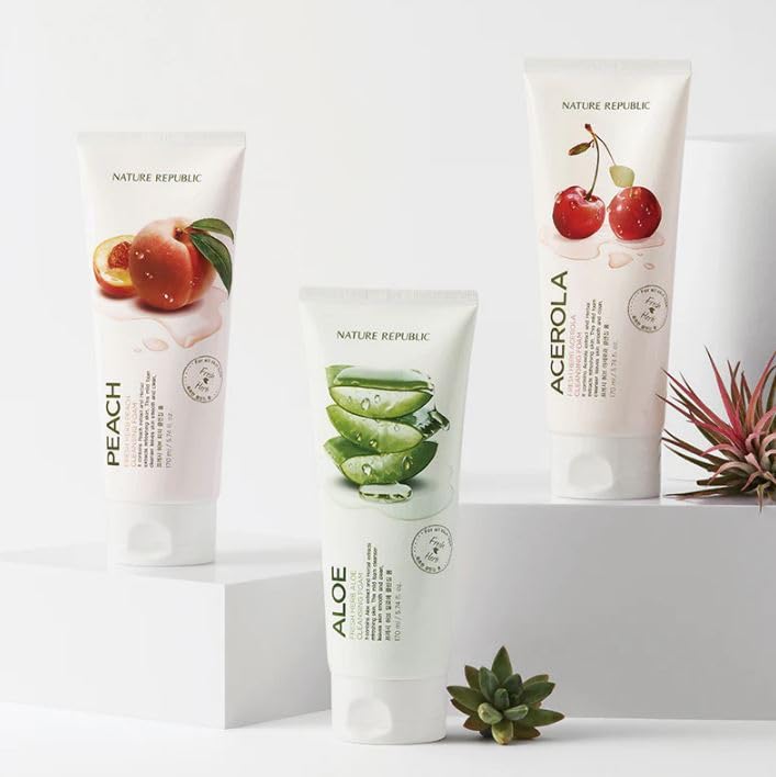 Nature Republic Fresh Herb Aloe Cleansing Foam - Hydrating Face Wash 170ml