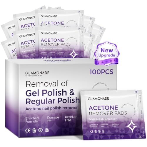Glamonade Acetone Nail Polish Remover Pads 100PCS - Fast Gel & Lacquer Removal