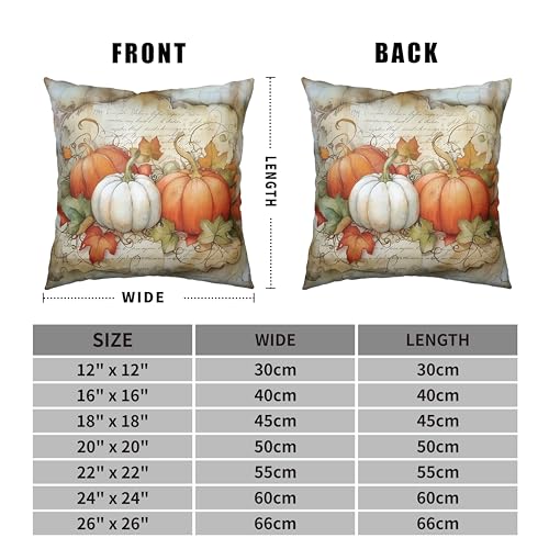 Fall Pumpkin and Maple Leaves Pillow Covers - Set of 2, 18x18