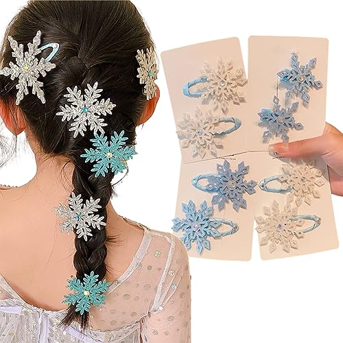 8PCS Snowflake Hair Clips - Festive Christmas Hair Accessories