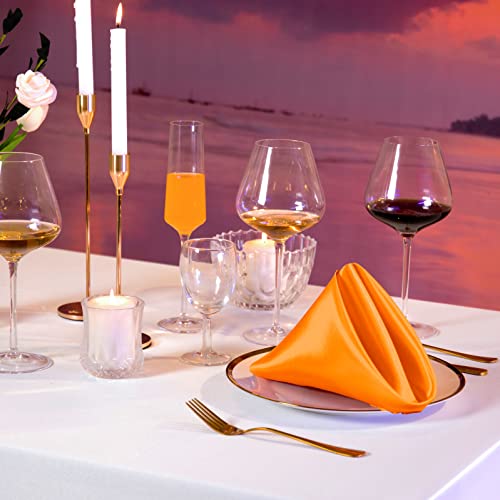 Manyshofu 20-Piece Satin Scalloped Napkin Set - Burnt Orange, 18x18 Inches