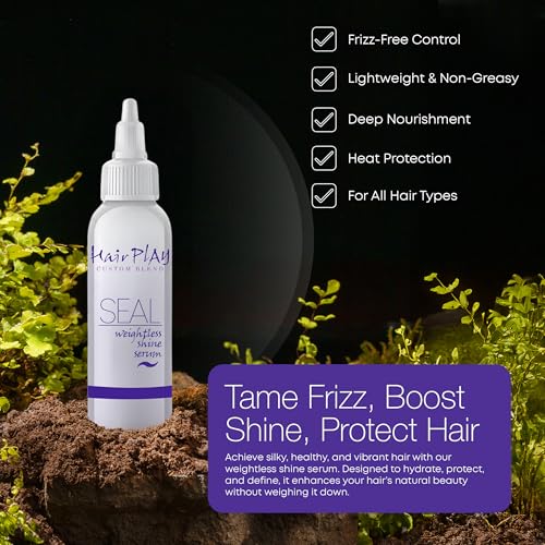 Hair Play Seal Hair Serum for Frizz & Damage - Lightweight Heat Protectant Oil, 2oz