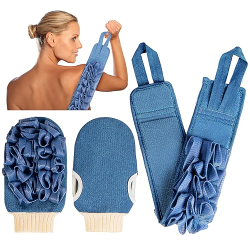 Kullder Deep Exfoliating Mitt and Long Back Scrubber Set - Blue