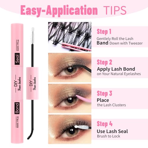 280Pcs Eyelash Cluster Kit - 8-16mm Wispy Extensions with Bond & Tweezers
