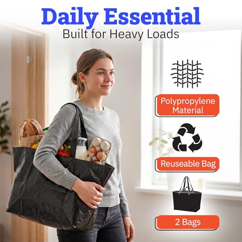 DURASACK Extra-Large Reusable Shopping Bag - Heavy Duty Tote, Pack of 2
