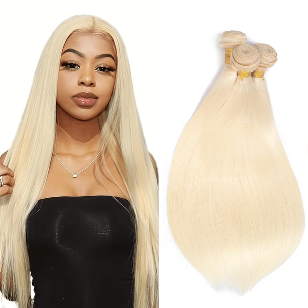 Blonde Bundles 613 Straight 3 Bundles Huma Hair 26 28 30 inch AuokMar Unprocessed Virgin 150g 613 Blonde Bundle Human Hair Extensions