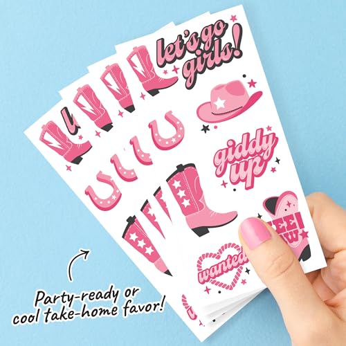 Big Dot of Happiness Rodeo Cowgirl Temporary Tattoos - Kids & Adults, 12 Sheets