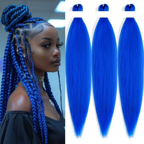 Roeula Electric Blue Pre-Stretched Braiding Hair 18 Inch - 3 Packs
