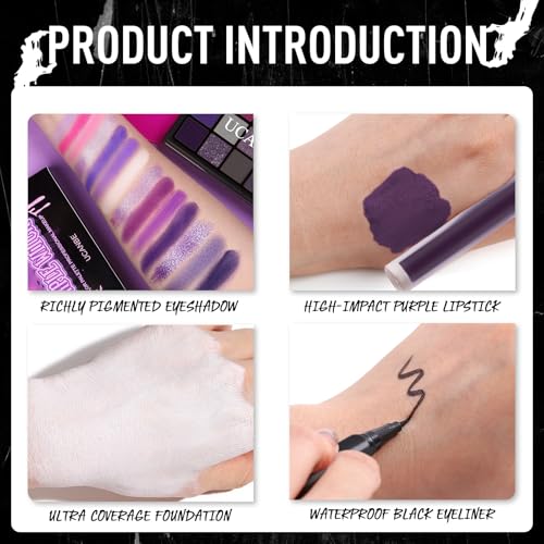 UCANBE Purple Halloween Makeup Kit – 15-Color Eyeshadow Palette & Face Makeup