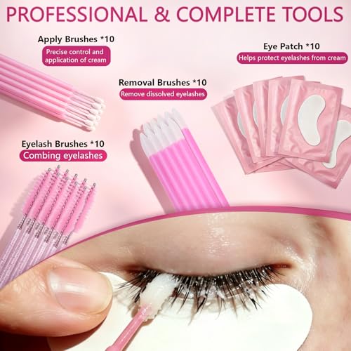 Pjordo Eyelash Extension Remover Cream Kit with Applicator Tools