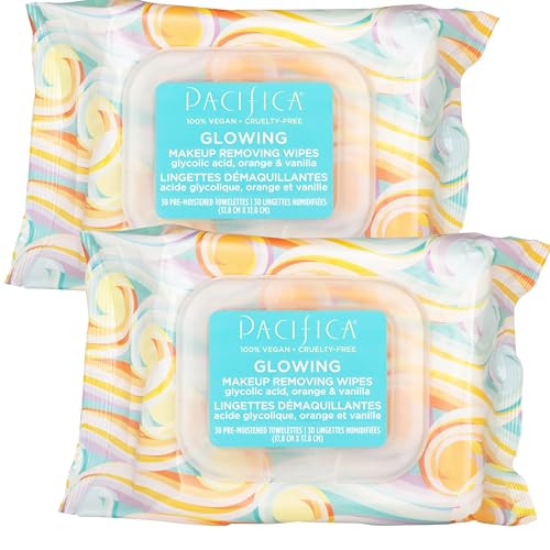 Pacifica Glycolic Acid Makeup Remover Wipes - 2-Pack Facial Cleansing Towelettes