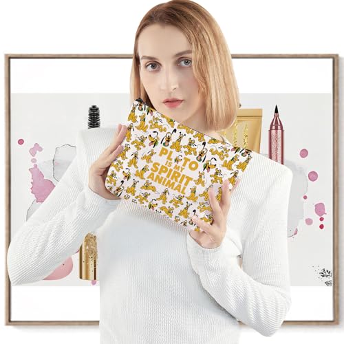 Pluto Dog Canvas Makeup Bag - Durable Zipper Pouch for Cosmetics