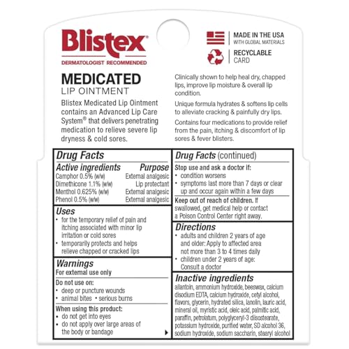Blistex Medicated Lip Ointment 3 Pack - 24 Hr Moisture & Healing