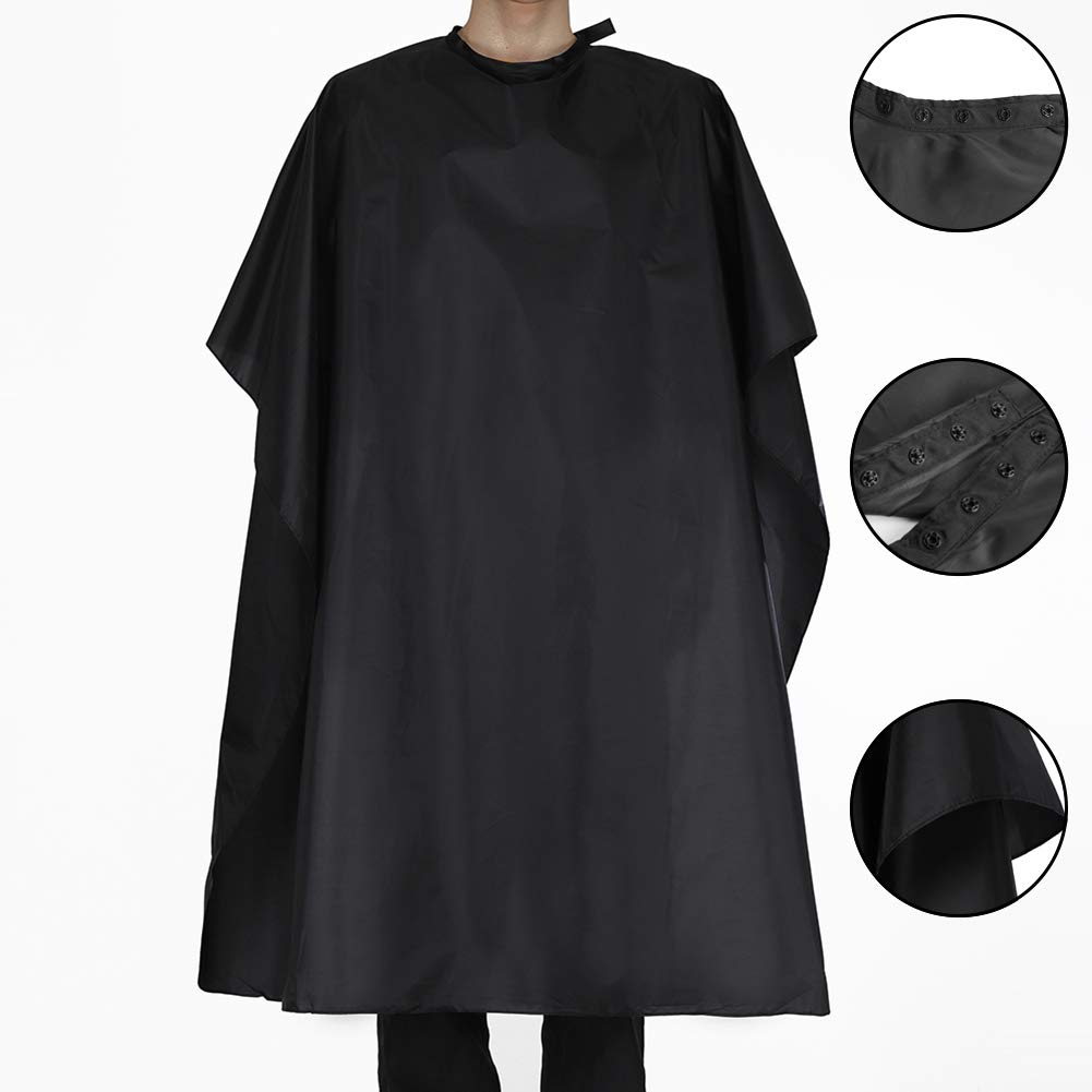 Black Waterproof Hair Salon Cape Professional Barber Cape with Metal Snap Closure Hair Cutting Cape (Black-8 Pack)