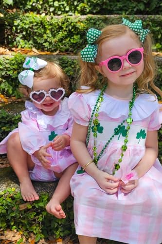 Wee Ones Girls' Shamrock Hair Bow with Moonstitch Edge - Medium