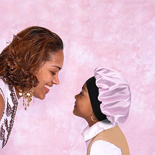 SENGTERM Kids Satin Bonnet, Double Layer Wide Band Sleep Cap for Toddlers