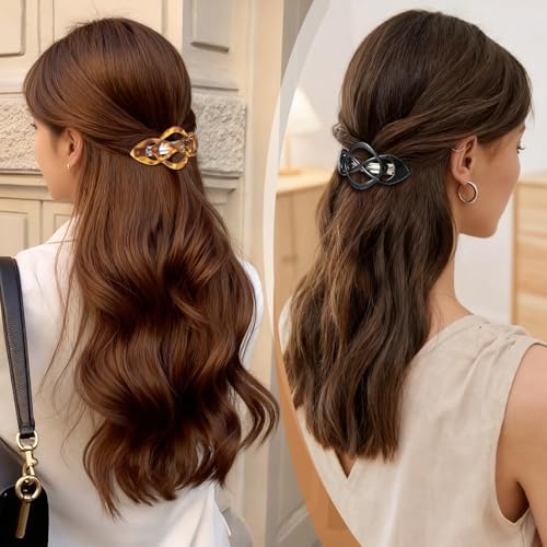 6-Piece Vintage French Hair Clips for Women Girls – Tortoise Shell Barrettes