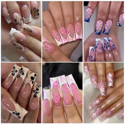 12PCS Hibiscus Flower Nail Stickers - 3D Self-Adhesive Nail Art Decals