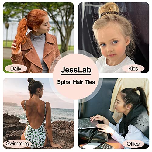 JessLab Amber Spiral Hair Ties - 20 Pack Traceless, No Crease Ponytail Holders for Girls & Women
