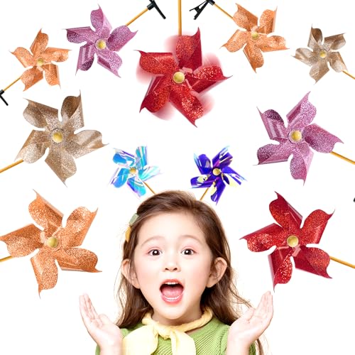 30 Pcs Windmill Alligator Hair Clips - Glitter Sequin Pinwheel Barrettes