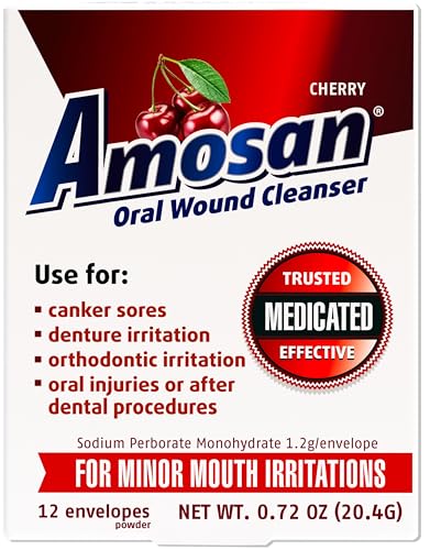 Amosan Oral Wound Cleanser - Soothing Cherry Formula for Mouth Irritations
