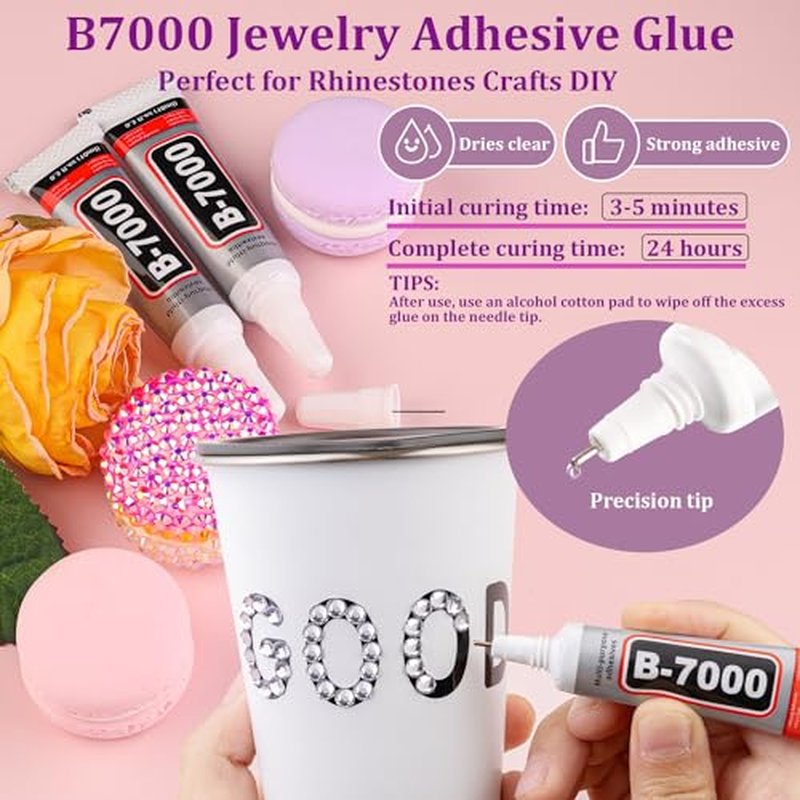 32000Pcs Resin Rhinestones for Bedazzling, Silver Clear Flatback Gems for Diamond Art, Crystal Bedazzler Kit with 3Pcs 10ml B7000 Jewelry Glue for Nail Art Crafting Clothing Book Makeup