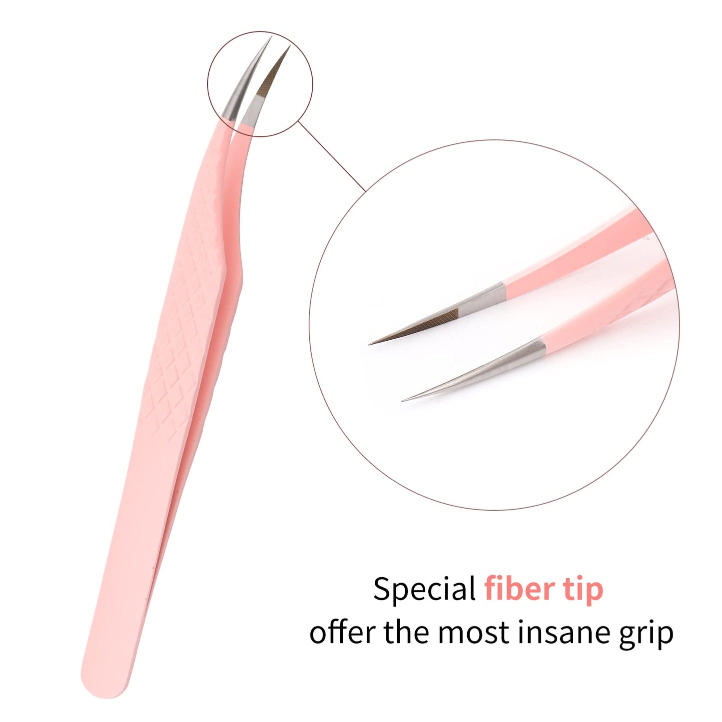 Pink Dolphin-shaped Eyelash Tweezers for Extensions - Curved, Fine, Angled
