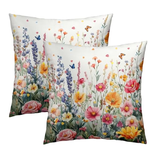 Giwawa Colorful Flower Throw Pillow Covers, 18x18 Inch Set of 2