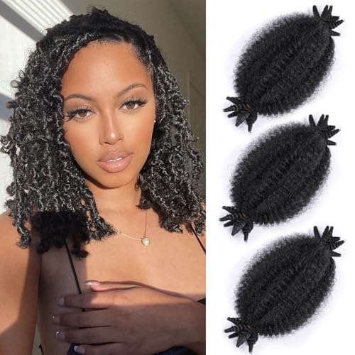 YUFEIHE 8 Inch 1B Marley Twist Braiding Hair - Pack of 3, Natural Black