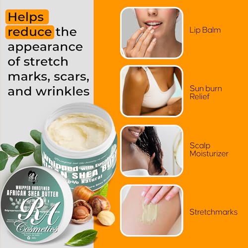 RA COSMETICS Eucalyptus Whipped Shea Butter 12oz - Moisturizing & Nourishing