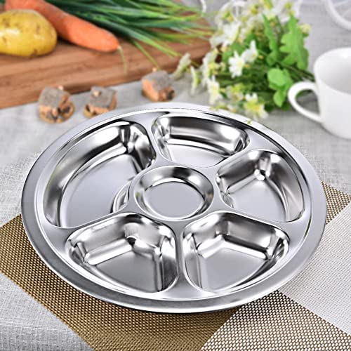 Litewoo 11.22" Stainless Steel Divided Plate - 6 Compartment Dinnerware