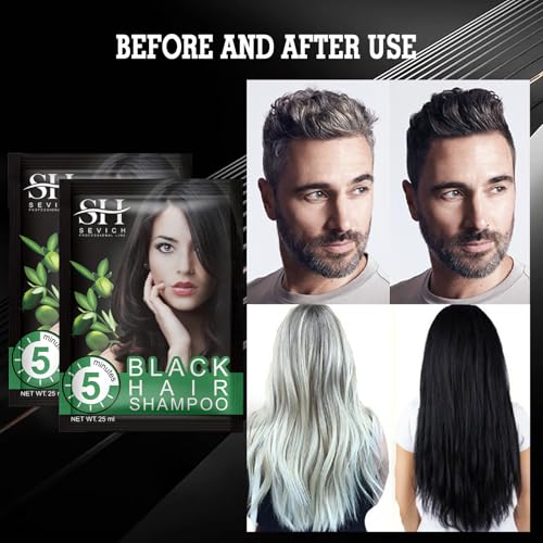 SEVICH Black Hair Dye Shampoo - 5-Minute Instant Grey Coverage & Repair