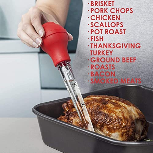 Silicone Turkey Baster Set with Marinade Injector Needles & Brush