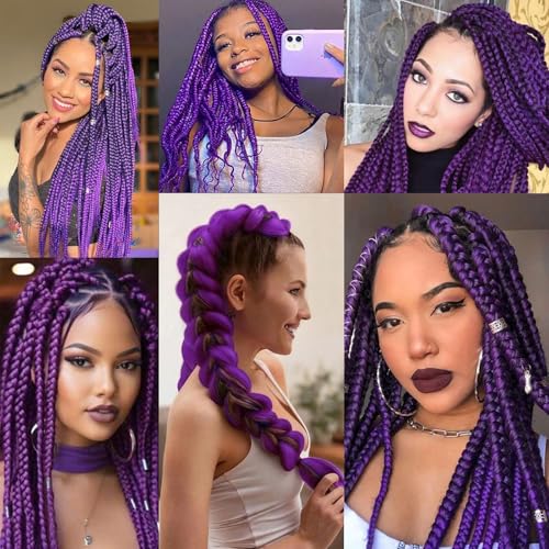 Blissource 26in Purple Pre-Stretched Braiding Hair Extensions • 4 Packs