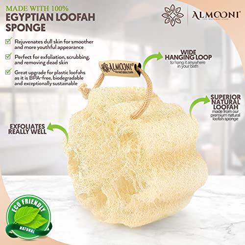 ALMOONI Mini Natural Loofah Sponge - Eco-Friendly Exfoliating Body Scrubber, 3 Count