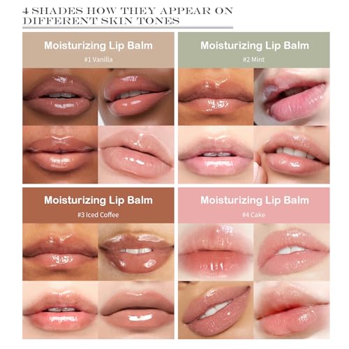 odkpoaaa Summer Lip Balm Set - Nourishing Glossy Lip Butter with Mint & Iced Coffee Shades for Women & Teens