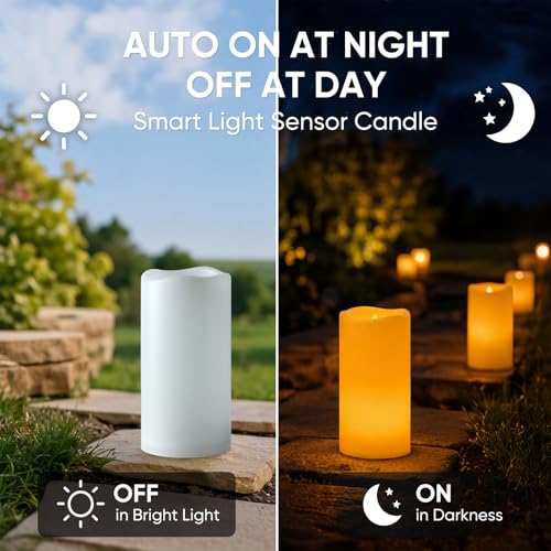 Homemory Dusk to Dawn Waterproof Flameless Candles, Set of 2