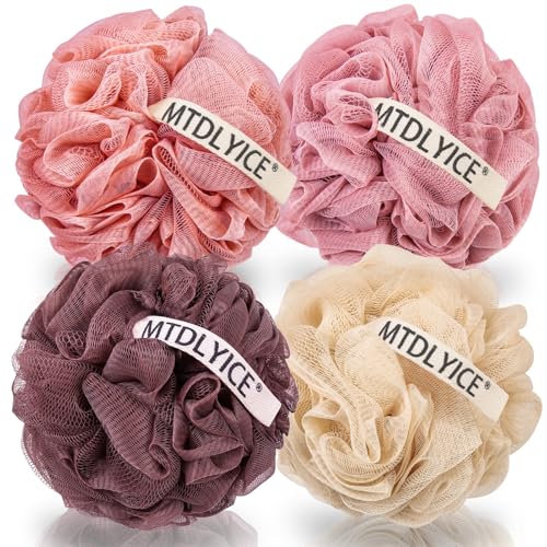 XXL Extra Large Bath Loofah Sponge 4-Pack - Soft Exfoliating Shower Pouf