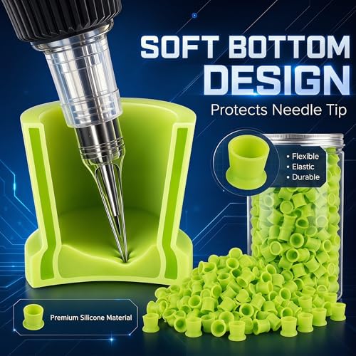 TNBUENO Green Disposable Silicone Tattoo Ink Cups 300-Pack for Permanent Makeup