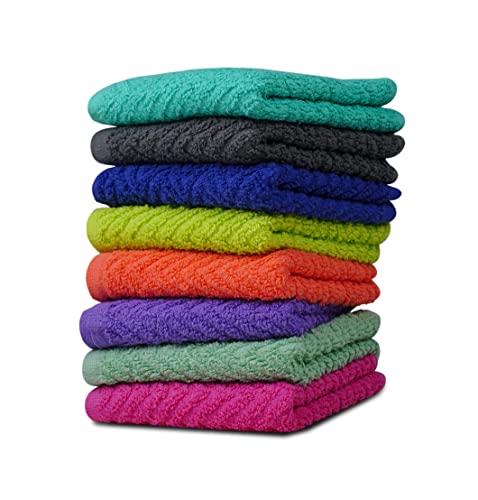ZUPERIA Zigzag Multicolor Wash Cloths - 8 Pack, 12x12 inches